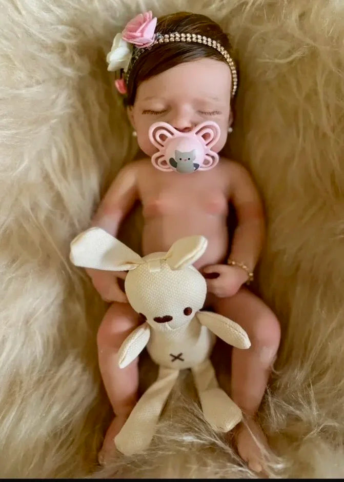 BEBÊ REBORN SILICONE SÓLIDO ORIGINAL MOLINHO LADY 35 CM FEMININA