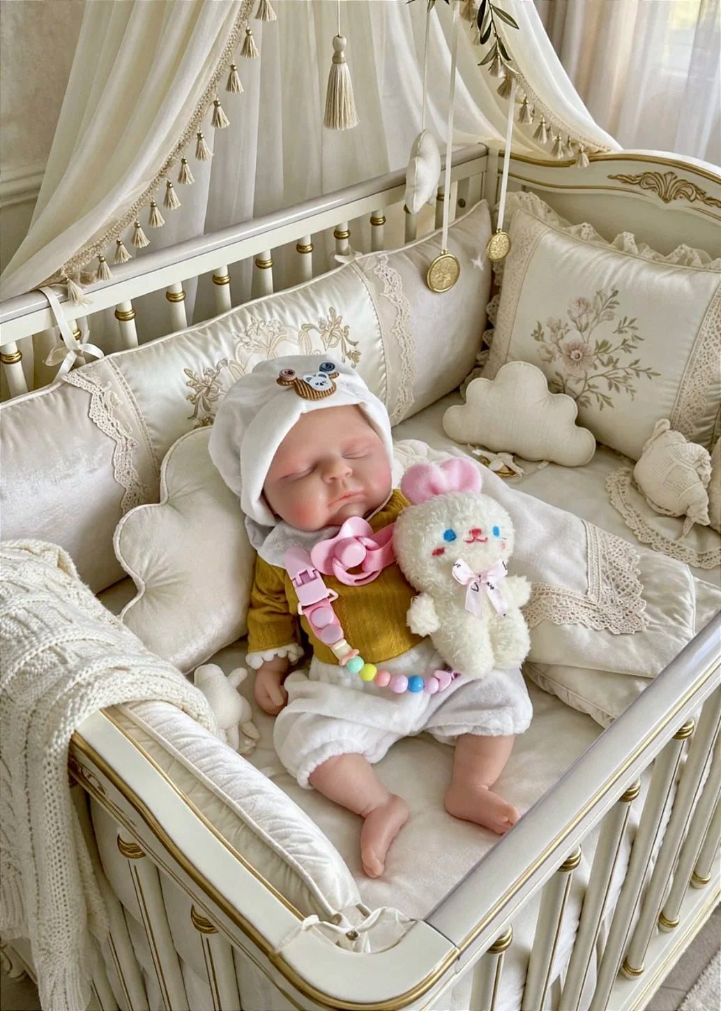 BEBÊ REBORN SILICONE SÓLIDO ORIGINAL MOLINHO MANU 34 CM FEMININA