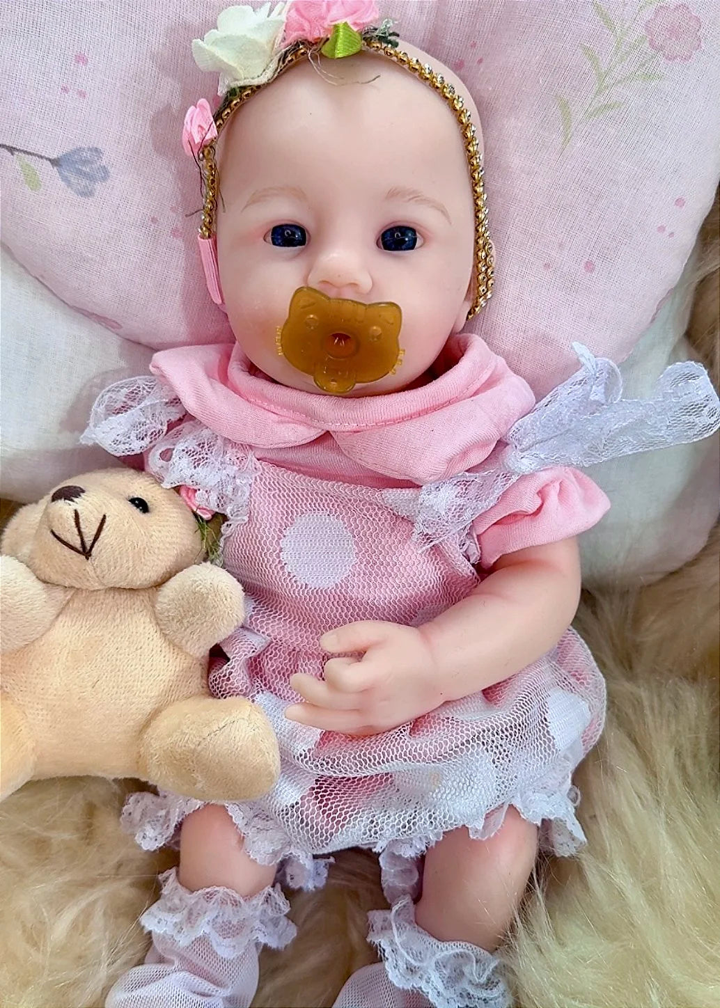 BEBÊ REBORN SILICONE SÓLIDO BELLA REALISTA BEM MOLINHA FEMININA