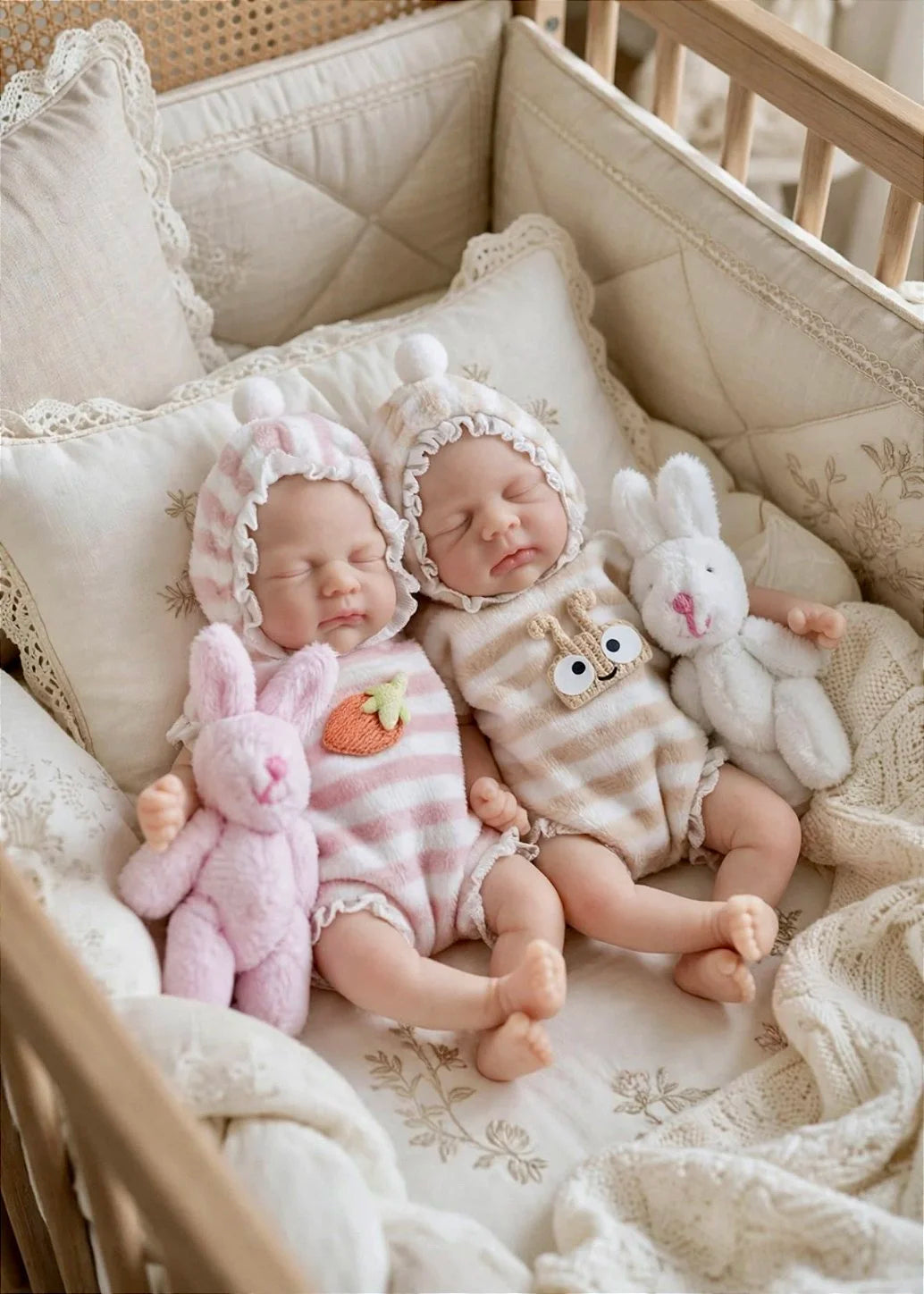 Bebê Reborn Boneca Silicone Sólido Gêmeos 15 cm