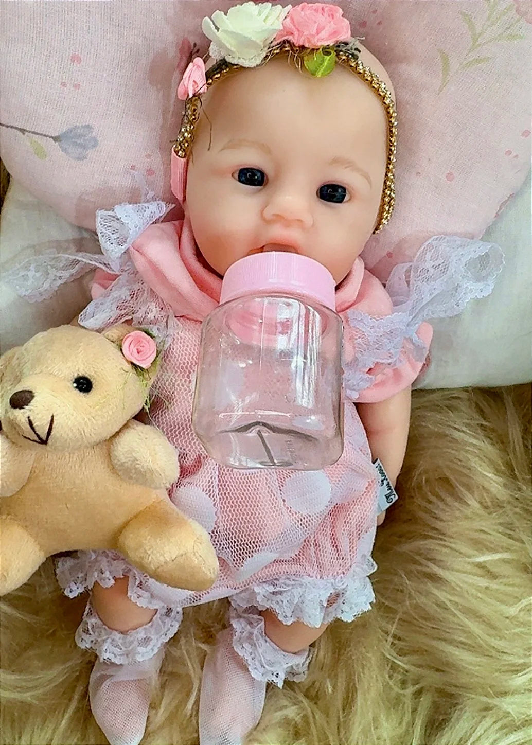 BEBÊ REBORN SILICONE SÓLIDO BELLA REALISTA BEM MOLINHA FEMININA