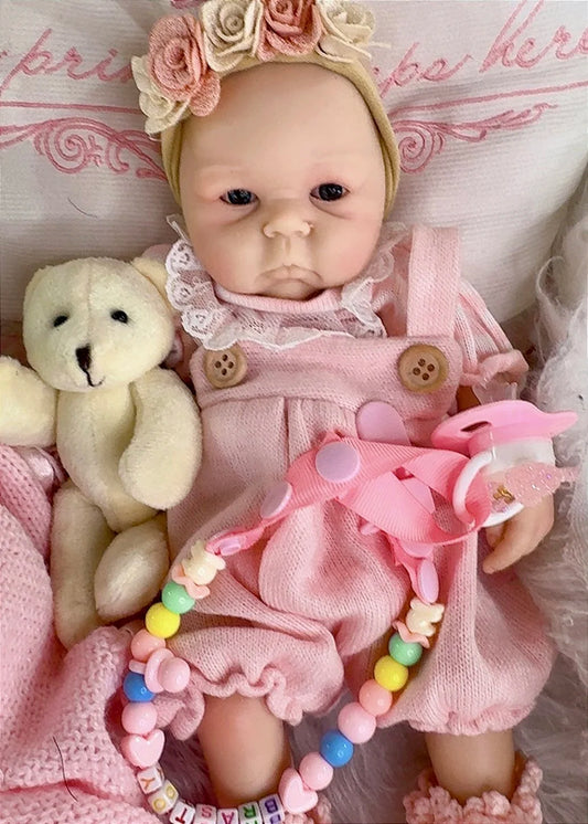BEBÊ REBORN SILICONE SÓLIDO ORIGINAL MOLINHO ANABELLY 35 CM FEMININA
