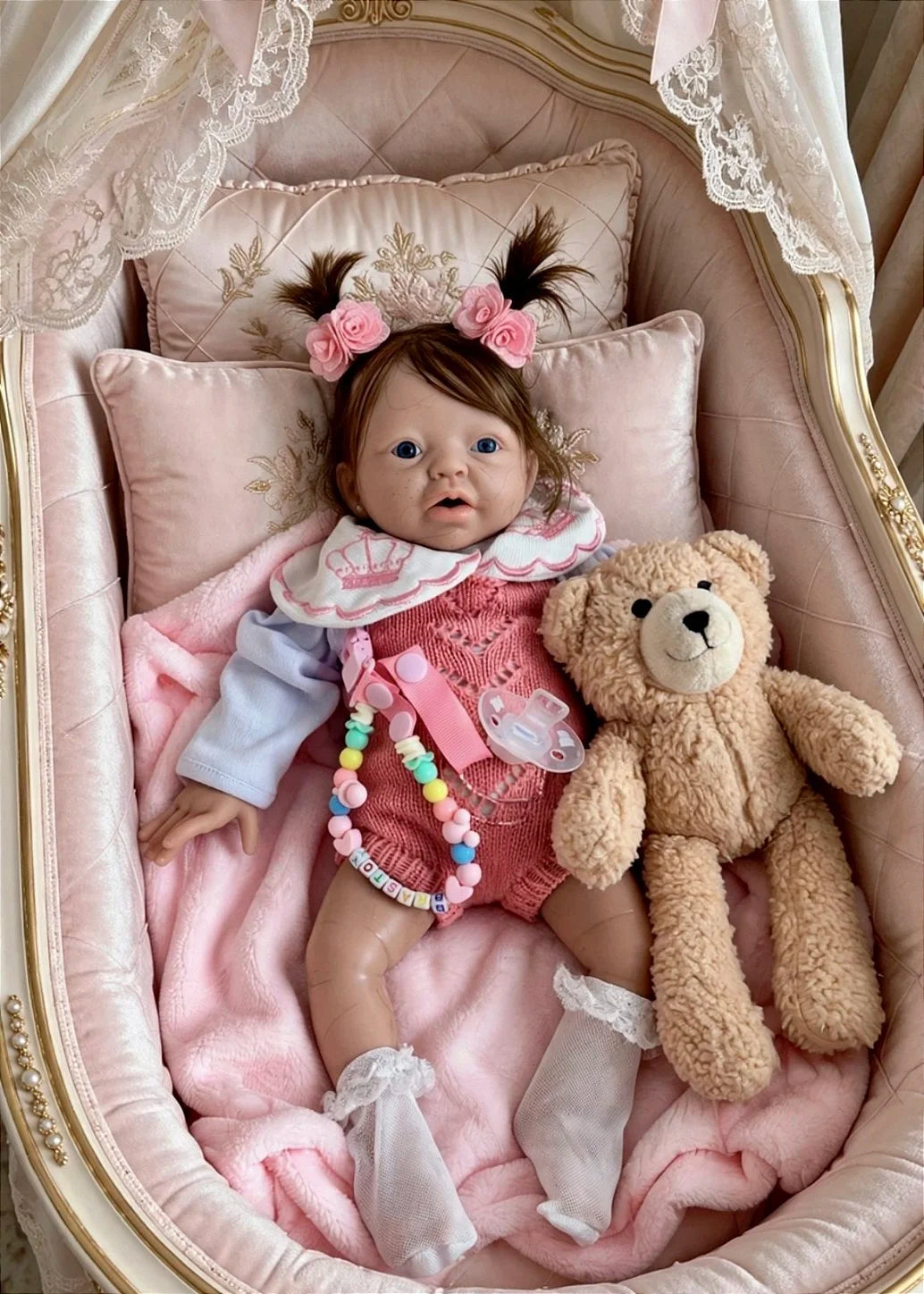 BEBÊ REBORN MENINA SILICONE SÓLIDO BAMBINA MOLINHA FEMININA
