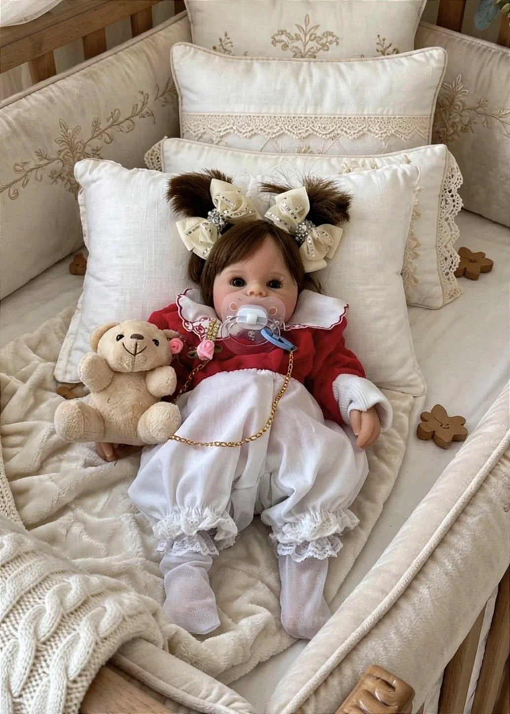 BEBÊ REBORN SILICONE SÓLIDO CANDY REALISTA BEM MOLINHA MAMA E FAZ XIXI FEMININA