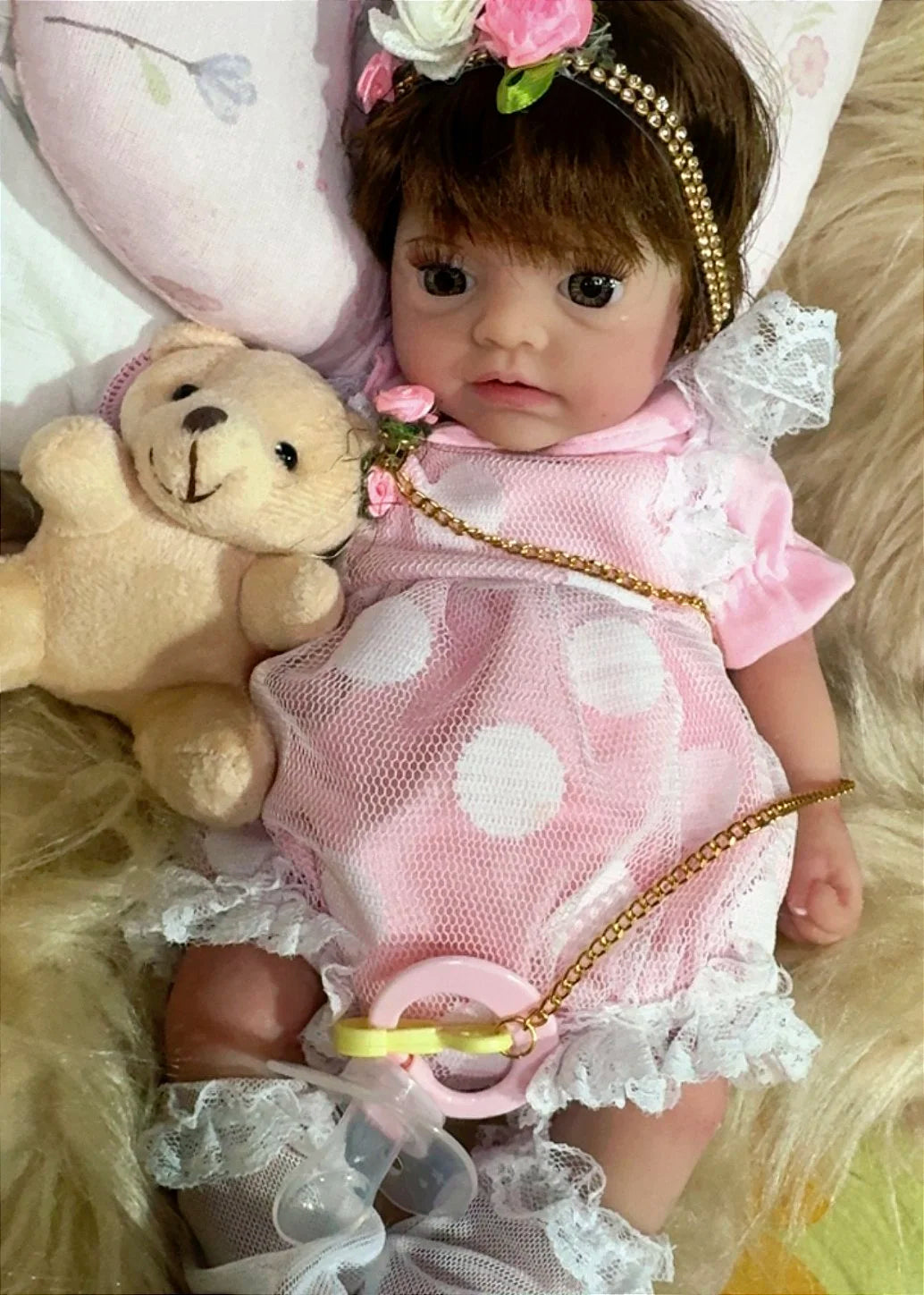BEBÊ REBORN SILICONE SÓLIDO JEZABEL REALISTA BEM MOLINHA MAMA E FAZ XIXI FEMININA