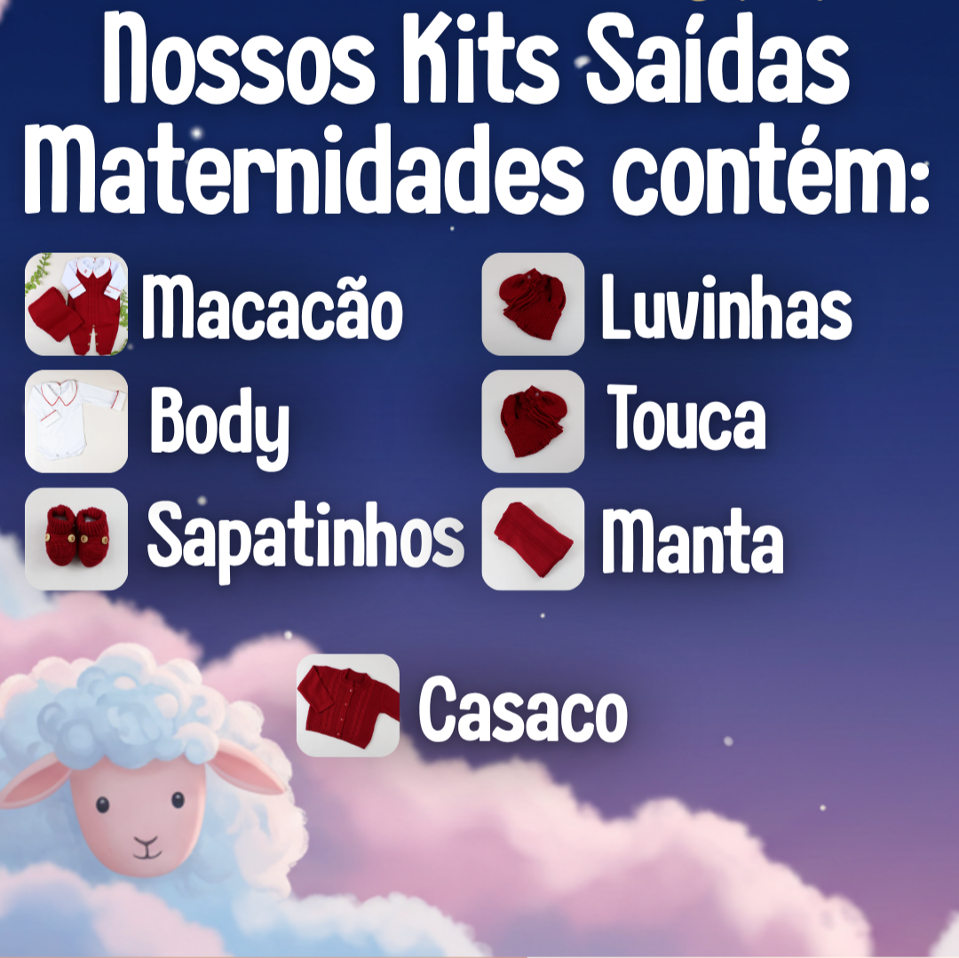 Saída Maternidade Casaco com Golinha e Trama Ondulada 3 Peças Verde Oliva