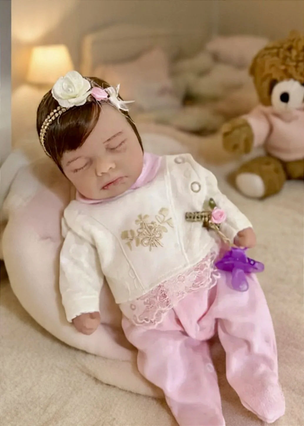 BEBÊ REBORN BONECA SILICONE SÓLIDO JAMILLY REALISTA BEM MOLINHA MAMA E FAZ XIXI FEMININA