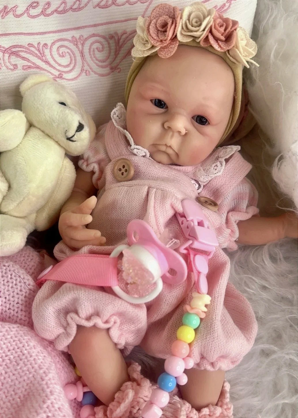 BEBÊ REBORN SILICONE SÓLIDO ORIGINAL MOLINHO ANABELLY 35 CM FEMININA