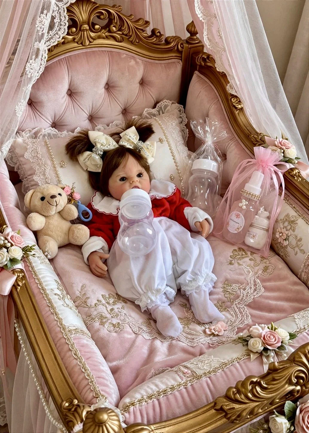 BEBÊ REBORN SILICONE SÓLIDO CANDY REALISTA BEM MOLINHA MAMA E FAZ XIXI FEMININA
