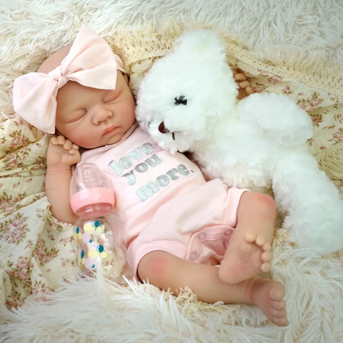 Bebê Reborn Hiper Realista Clarinha Silicone Sólido Molinho 48cm FEMININA